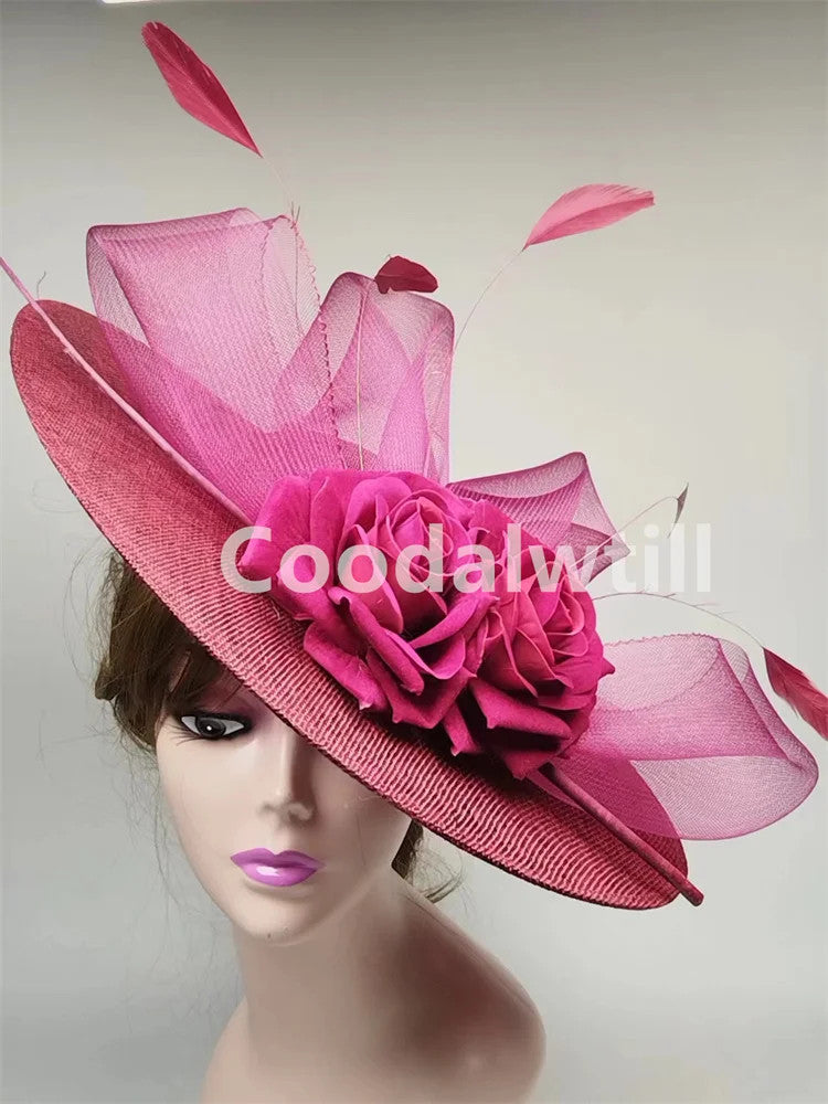 Big Flower Fascinators Hat Headpiece Women Kentucky Church Millinery Cap Ladies