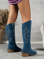 Women Chelsea Cowboy Knee High Boots for Women Mid Heels Walking Shoes Winter