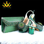 2025 Special New Arrivals Italian Women Shoes and Bag to Match in Green Color