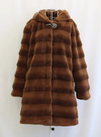 Women's mink fur coat medium long hooded Jacket