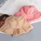 Women Girls Faux Fur Bucket Hat Plush Warm Fisherman Hat Outdoor Windproof
