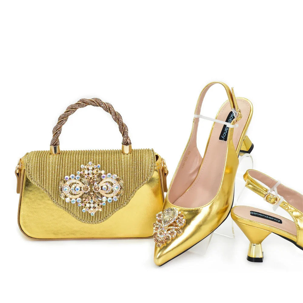 New Fashion Women Shoes and Bags To Match Set Nigeria Party Italian Shoe and