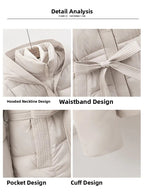 Women's Padded Cotton Thick Winter Coat with Hoodie
