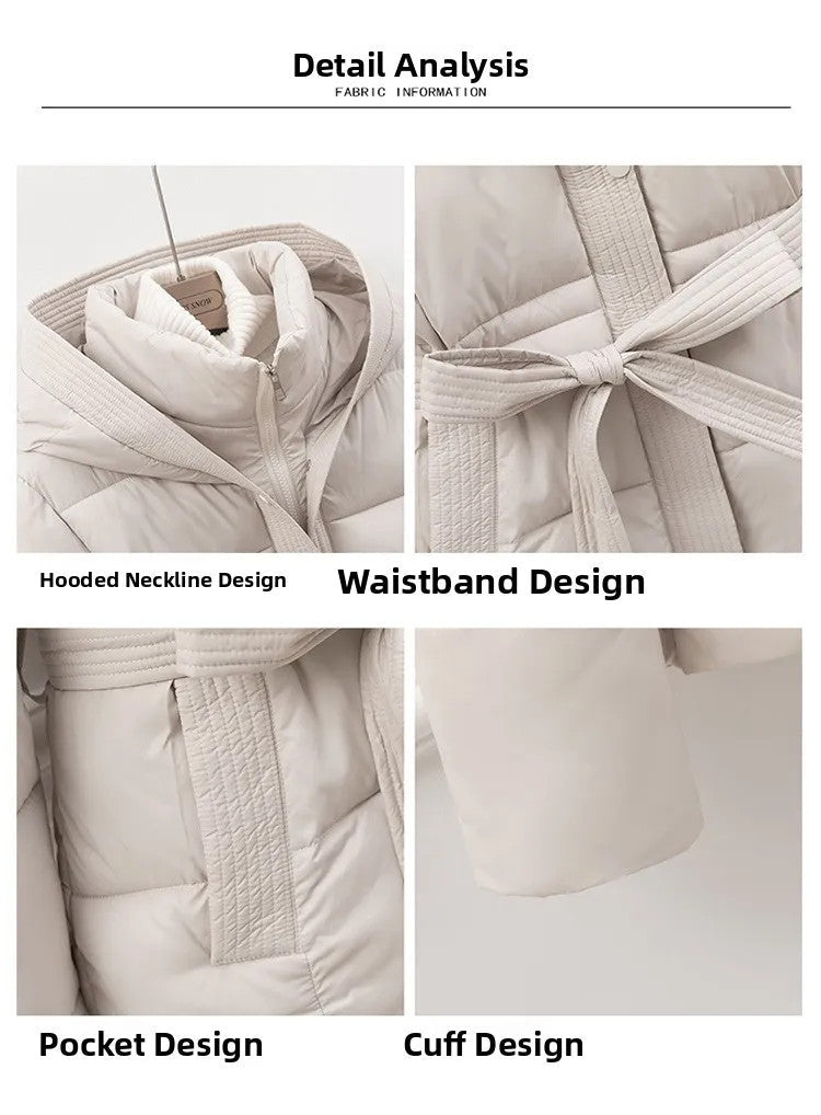 Women's Padded Cotton Thick Winter Coat with Hoodie