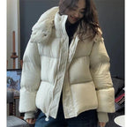 Short Parkas Women Streetwear Cropped Down Coat Korean Sweet Puffer Jacket