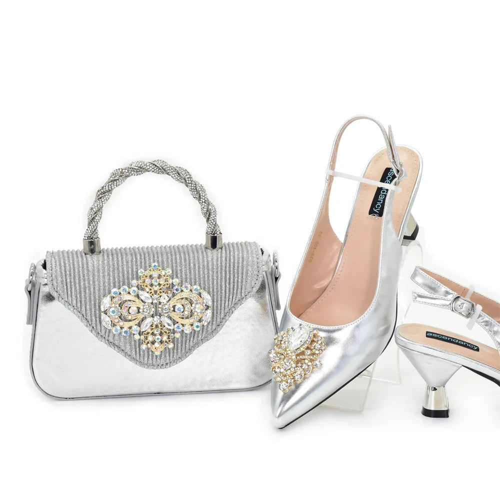 New Fashion Women Shoes and Bags To Match Set Nigeria Party Italian Shoe and
