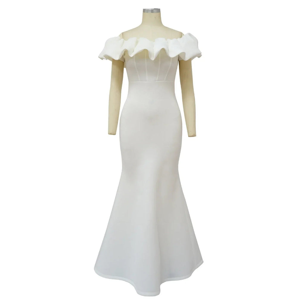 Elegant Women Long Evening Dresses Ruched Off Shoulder Slim Bodycon Mermiad