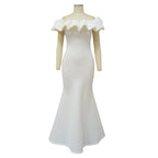 Elegant Women Long Evening Dresses Ruched Off Shoulder Slim Bodycon Mermiad