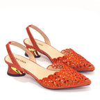 Women's Hollowed Out Embroidery Rhinestone Italian Design Shoes and Bags Set