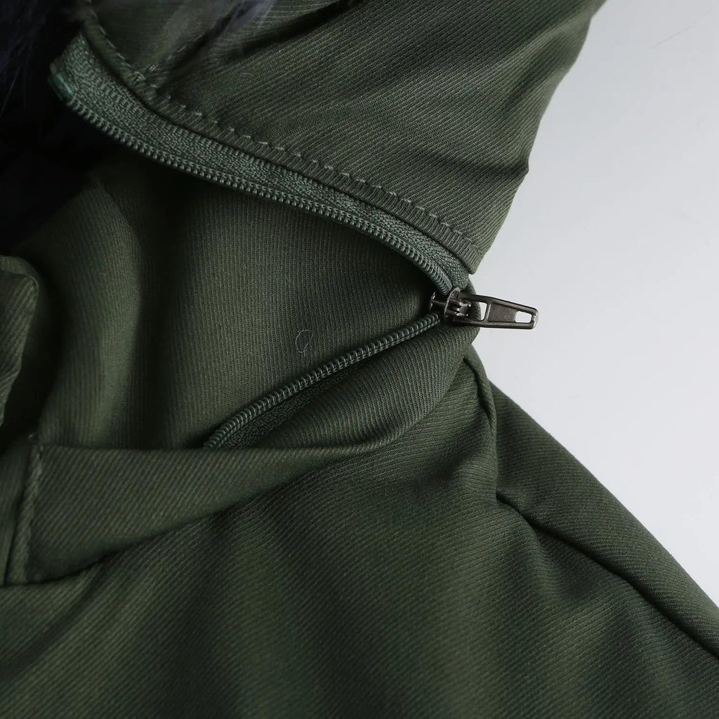 Double Sided Women's winter Thick Detachable Zipper Parka Jacket