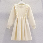 Women's Solid Color Casual Knit Sweater Pullover Autumn Winter Dress