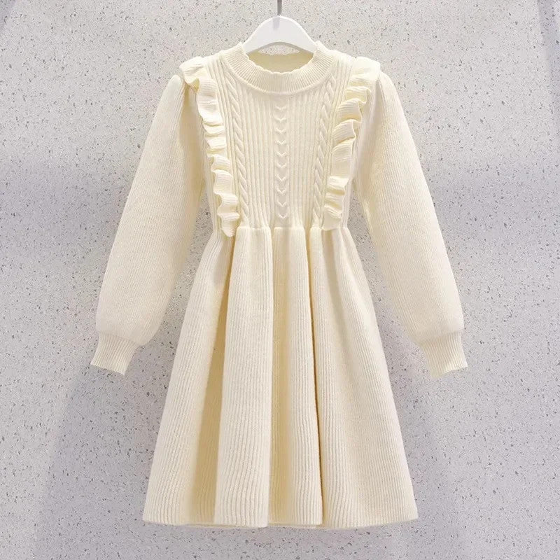 Women's Solid Color Casual Knit Sweater Pullover Autumn Winter Dress