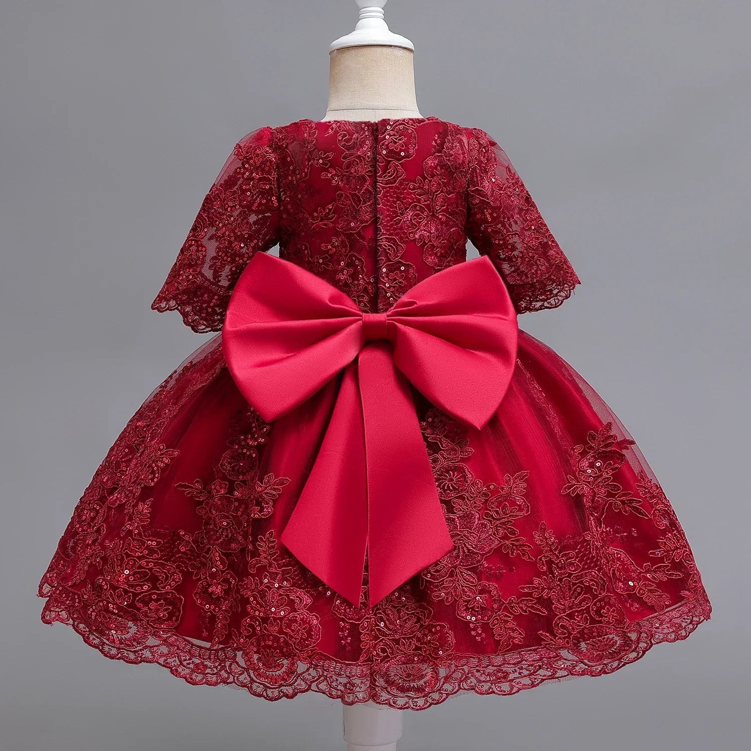 Girls And Toddler Long Sleeve Lace Birthday Tutu Princess Dress