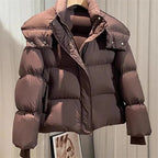 Short Parkas Women Streetwear Cropped Down Coat Korean Sweet Puffer Jacket