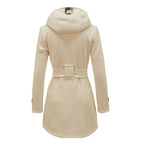 Fashionable Women's Woolen Warm Fleece Double Breast Jacket With Belts