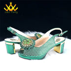 2025 Special New Arrivals Italian Women Shoes and Bag to Match in Green Color