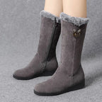 Warm Chelsea High Fur Boots Women 2025 Winter Shoes for Women Chunky Mid-calf