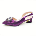 Elegant Italian Women's Rhinstone Pumps Heels Shoes and Bag Set To Match for