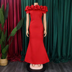 Elegant Women Long Evening Dresses Ruched Off Shoulder Slim Bodycon Mermiad