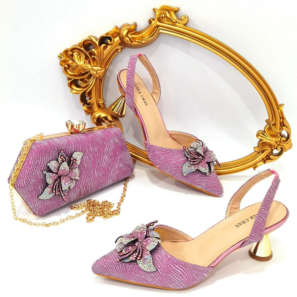 FASHION SHOE Sandals Women 2022 High Heels sexy Green Color Rhinestone Flowers