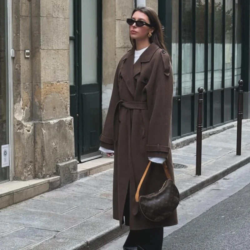 Women's Winter Double Breasted Long Sleeve Lapel Blends Jacket