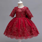 Girls And Toddler Long Sleeve Lace Birthday Tutu Princess Dress
