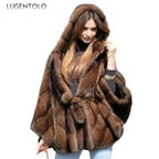 New Elegant Quality Faux Fur Hooded Women's Coat For Winter