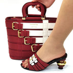 Latest Design Nigerian Women Shoes and Bag Set Plus Size Women Shoes 43 Ladies