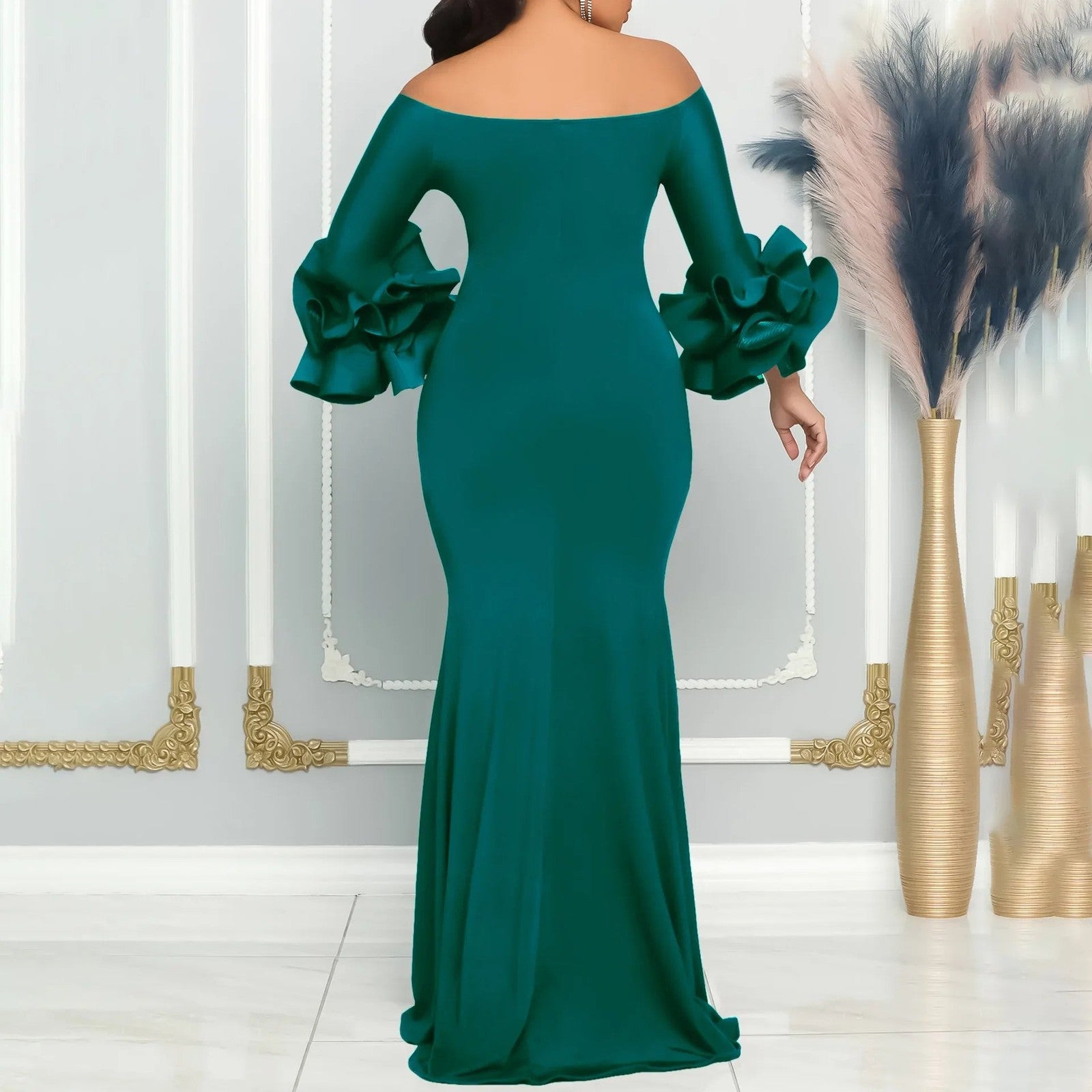 Elegant Sexy Side Slit Long Dress For Women Independent Stand Trade Clothing