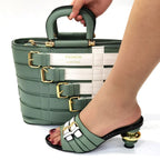 Latest Design Nigerian Women Shoes and Bag Set Plus Size Women Shoes 43 Ladies