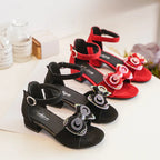 Girls' Sandals Summer New High Heel Soft-soled Princess Shoes Fashion Bow Roman