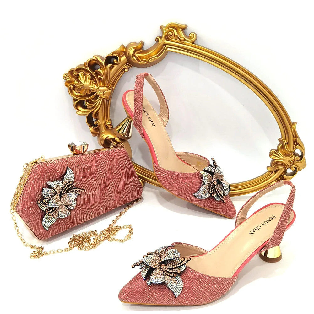 FASHION SHOE Sandals Women 2022 High Heels sexy Green Color Rhinestone Flowers