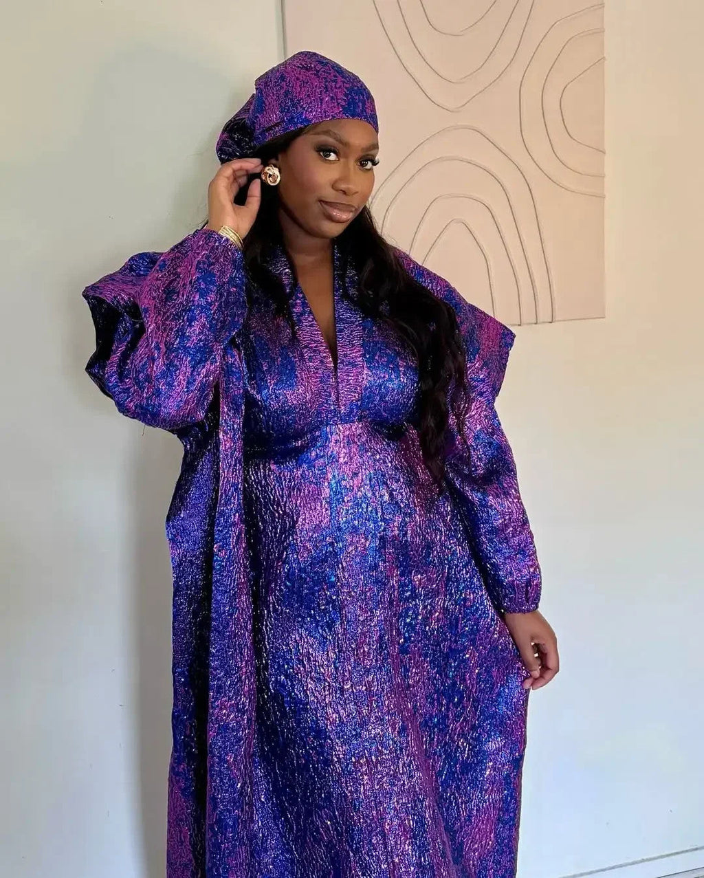 African Dress for Women Plus Si ze Embroidery Weddi ng Guest Long Maxi Dress