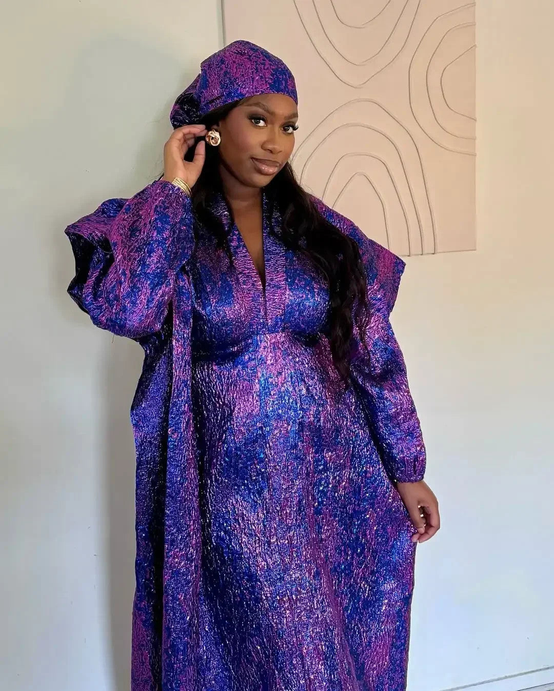 African Dress for Women Plus Si ze Embroidery Weddi ng Guest Long Maxi Dress