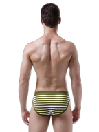 3 Pack Men's Mid-Rise Cotton Striped Briefs