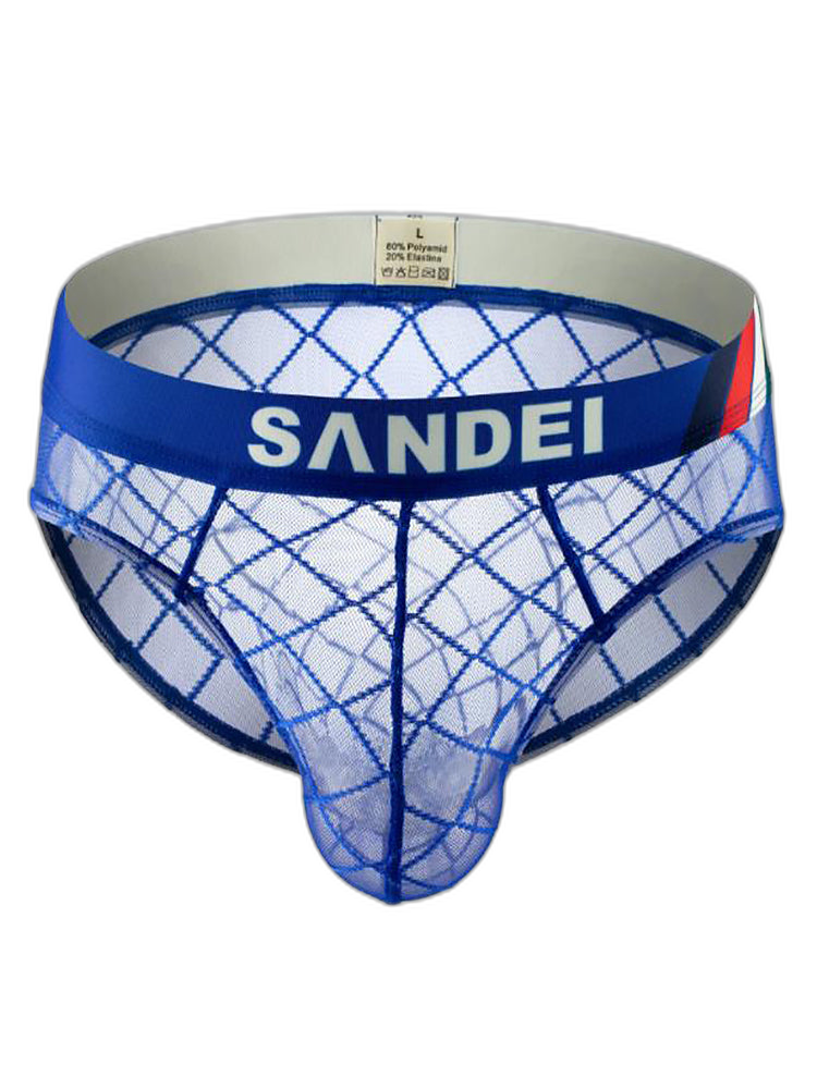 3 Pack Men's Low-Rise Lace Sexy Mesh Briefs And Thongs