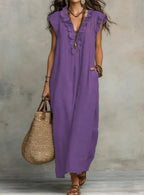 Summer Ruffle Dress With Pockets Women's Spring Elegant Casual Sleeveless A-Line Shift Dresses