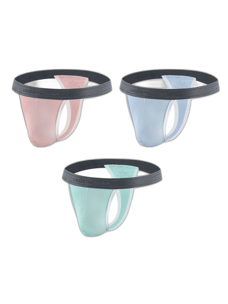 3 Pack Men's Contoured Pouch Ice Silk Thong