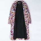 Leopard Print Fur Coat Women's Mid Length Slimming Plush Coat Women Winter