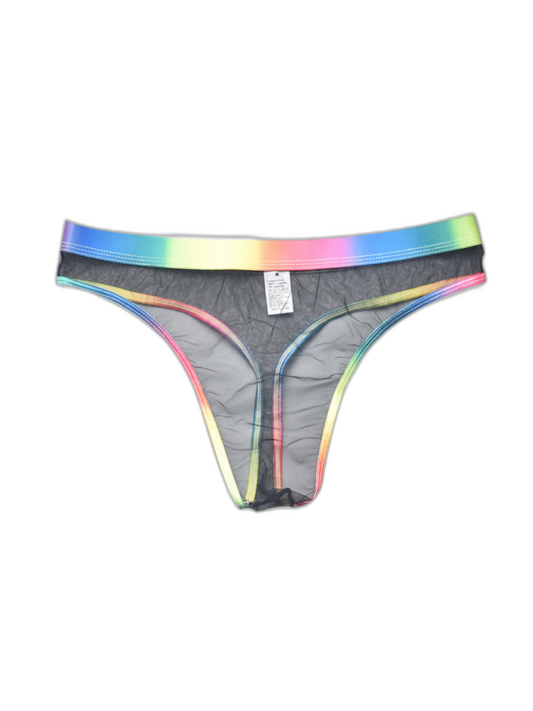 3-pack Men's Rainbow Trim Sheer Mesh Thong