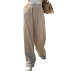 Women's Striped Casual Loose Everyday Commuter Pants With Pockets And Drawstrings For Spring Summer And Autumn