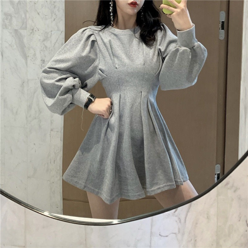 New Autumn Dress, Long-Sleeved Mid-Length A-Line Skirt, Thin And Waist