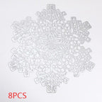 New Snowflakes PVC Hollow Anti-scalding Insulation Pad Table Bowl Mats Home Christmas Decor Heat Resistant Placemat Dining Table