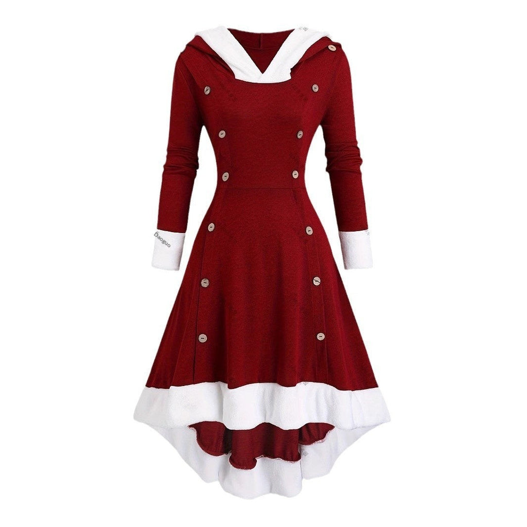 Christmas Collection Women's Retro Long Hooded Dress