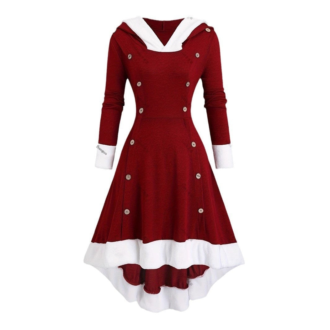 Christmas Collection Women's Retro Long Hooded Dress