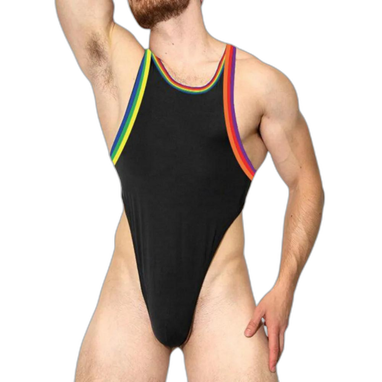 Rainbow Stripe Stretch Thong Bodysuit