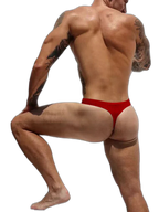 2-pack Men's Ribbed Low-rise Solid Color Thong