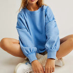 Multicolor Casual Loose-fit Long-sleeve Fringed Pullover Hoodie For Women