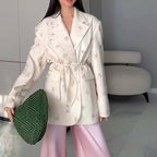 Collar Lace-up Waist-tight Suit Jacket