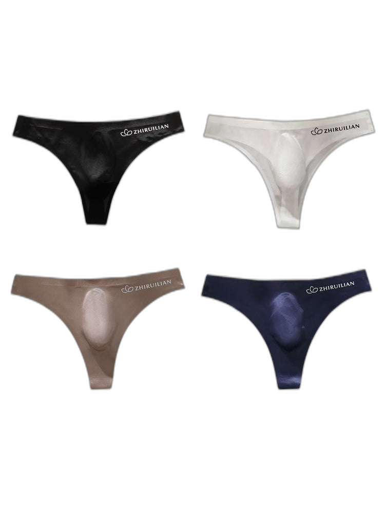 4-pack Men's Sexy Solid Color Letter Seamless Thong